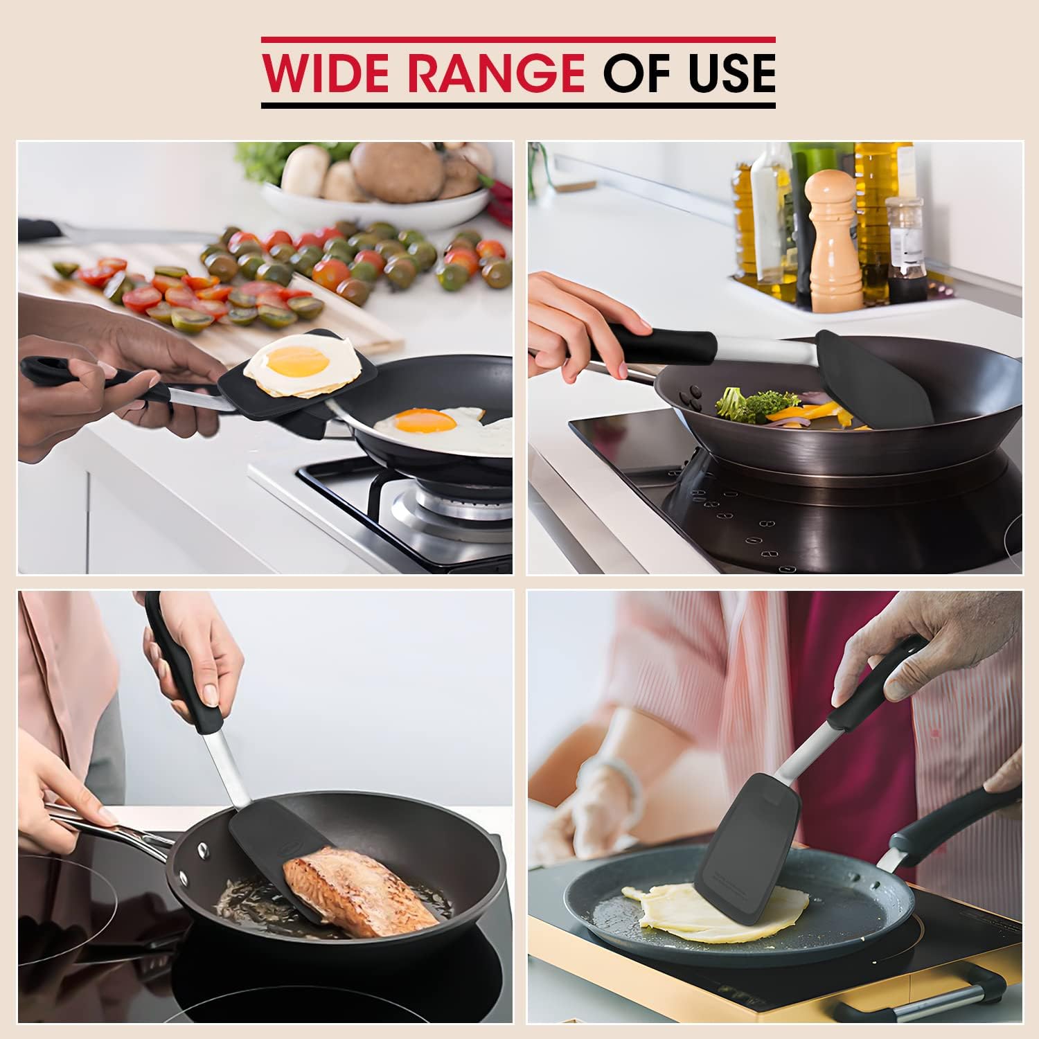 Unicook 2 Pieces Flexible Silicone Spatula Set for Kitchen Use, Food Grade | Flexible and Heat Resistant Head, Sturdy Construction, Non-Stick Safe, Non-slip Grip, Easy Care, Versatile Cooking Tasks - Image 3