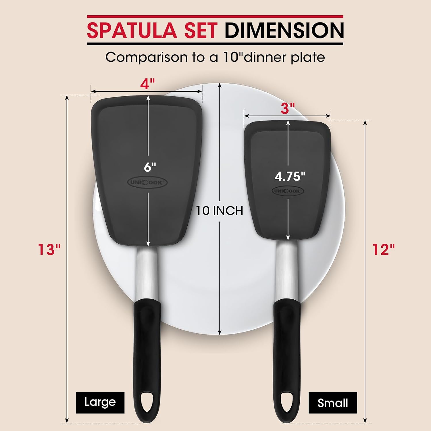 Unicook 2 Pieces Flexible Silicone Spatula Set for Kitchen Use, Food Grade | Flexible and Heat Resistant Head, Sturdy Construction, Non-Stick Safe, Non-slip Grip, Easy Care, Versatile Cooking Tasks - Image 6