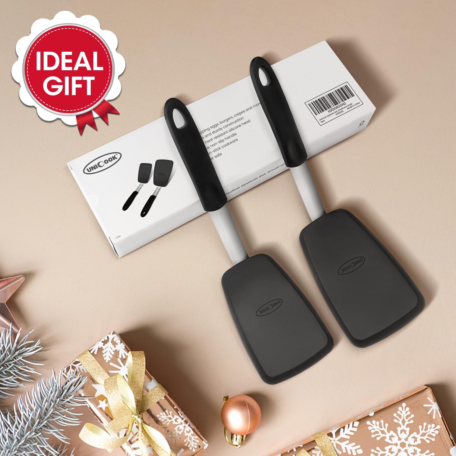 Unicook 2 Pieces Flexible Silicone Spatula Set for Kitchen Use, Food Grade | Flexible and Heat Resistant Head, Sturdy Construction, Non-Stick Safe, Non-slip Grip, Easy Care, Versatile Cooking Tasks - Image 7