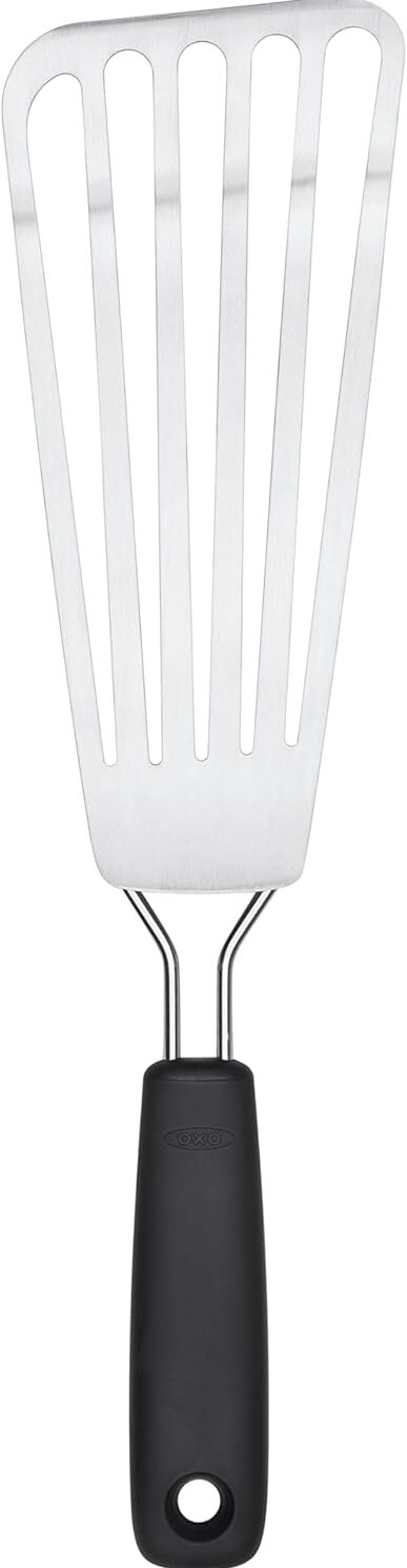 OXO Good Grips Slotted Fish Spatula Stainless Steel, Fish Turner | Flexible Blade Lifts Fish Fillets, Slotted Stainless Steel, Non-Stick Pan Safe, Long Comfortable Handle, Everyday Cooking
