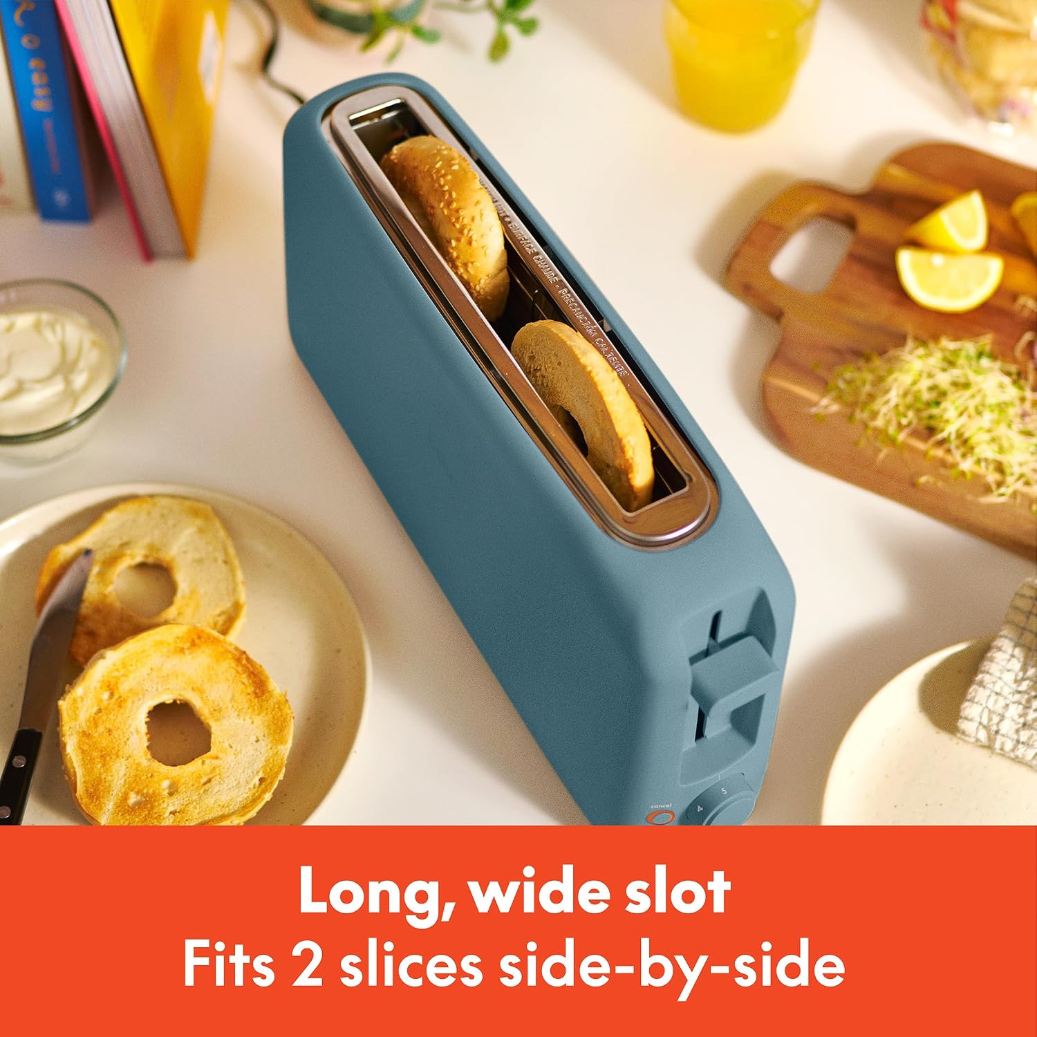 bella Fits-Anywhere™ 2-Slice Slim Toaster, Long Slot & Extra Wide, Surf - Image 4